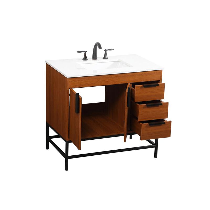 Elegant Kitchen and Bath 36 inch Single bathroom vanity in teak