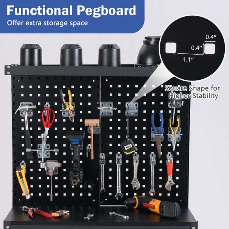Workbench Work Table with 2 PCs Pegboard Drawer and Shelves