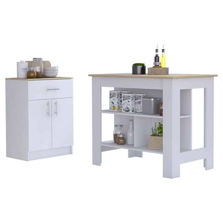 California 2 Piece Kitchen Set, Kitchen Island + Kitchen Pantry