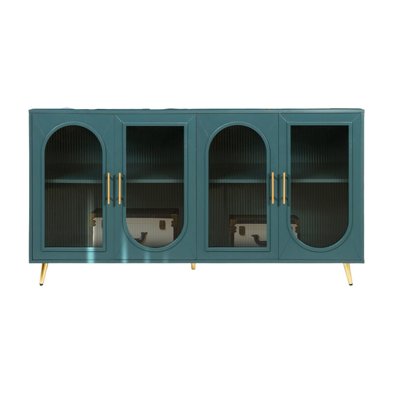 TV Stand with Storage Cabinet & Adjustable Shelves Modern Entertainment Center for Living Room