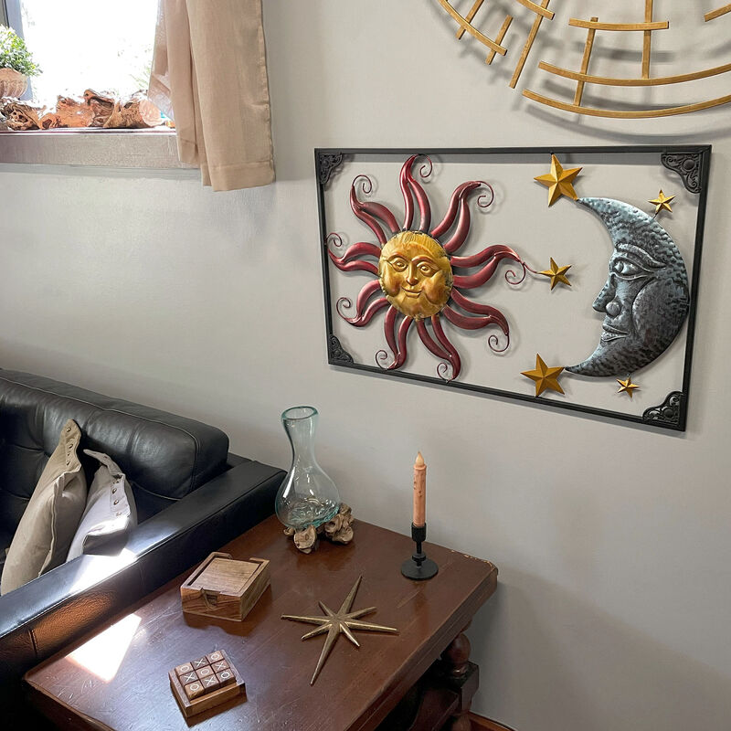 Tri-Tone Celestial Sun Moon and Stars Indoor/Outdoor Metal Wall Art image number 6