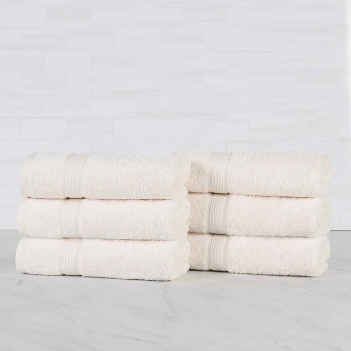 Medium Weight Organic Cotton Hand Towel Set of 6, Solid Soft Absorbent Towels for Home Use