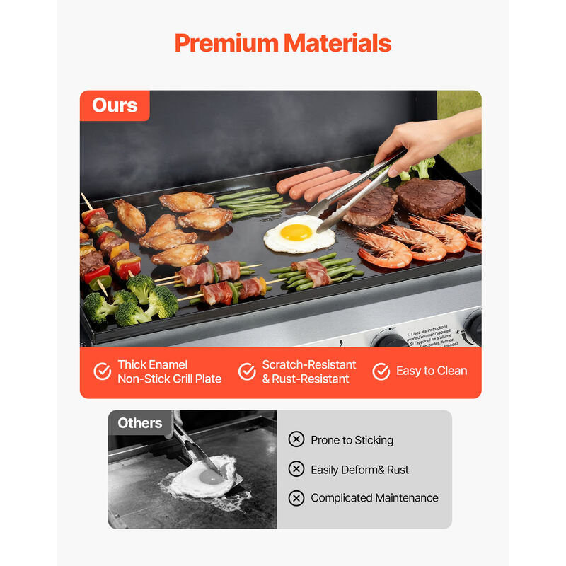 VEVOR Gas Griddle 4-Burner 29 inch Foldable Propane Griddle with Wheels 28000BTU image number 3