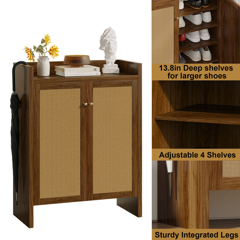 Tolnil 42.5" Tall Rattan Shoe Cabinet image number 7
