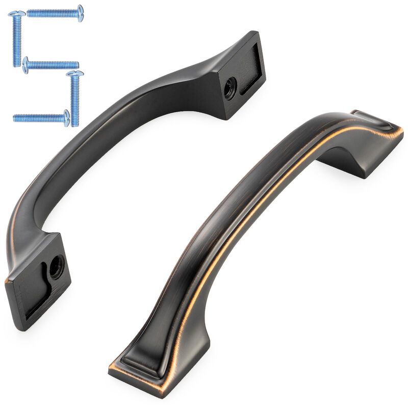 KOOFIZO Square Foot Craftsman Cabinet Bow Pull - Oil Rubbed Bronze Furniture Handle, 3 Inch/76mm Screw Spacing, Pack of 5 for Ki
