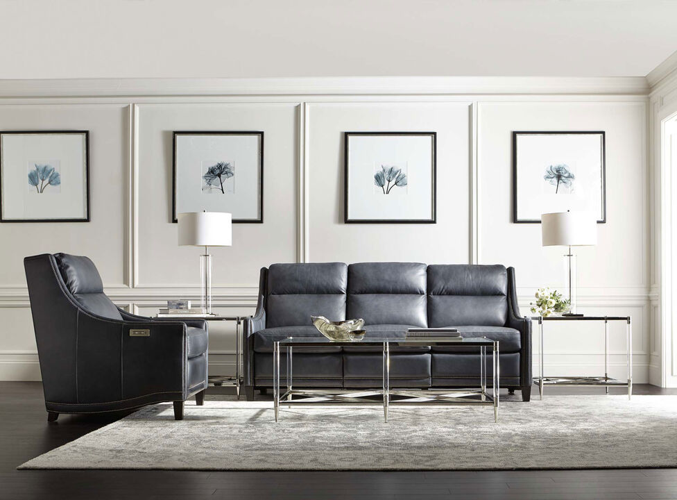 Bernhardt Richmond Power Motion Sofa in Blue in a living room setting