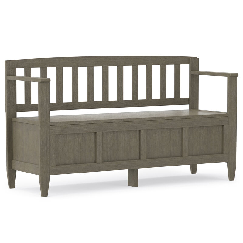 Brooklyn SOLID WOOD 48 inch Wide Contemporary Entryway Storage Bench in Farmhouse Grey