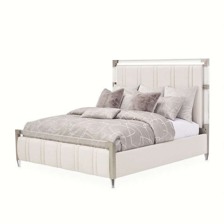 Michael Amini Penthouse Eastern King Short Panel Bed - Ash Gray