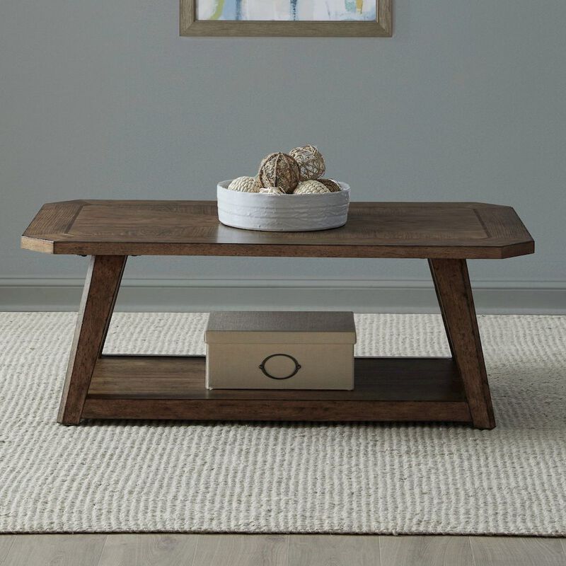 Liberty Furniture Carolina Park Rectangular Cocktail Table for Living Room - Amber Brown Oak image number 1