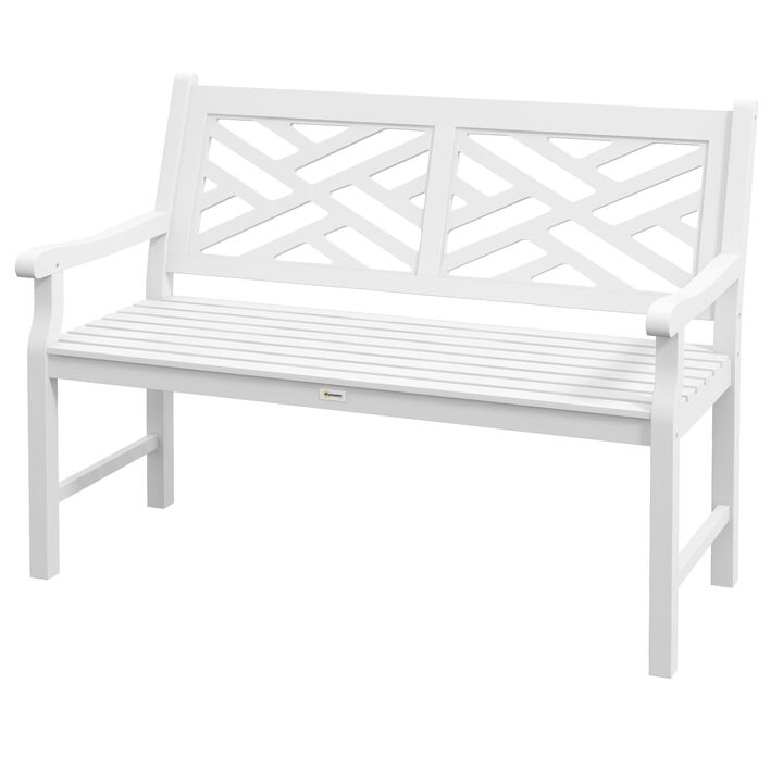Outsunny 43.25" Outdoor Garden Bench, Wooden Bench, Poplar Slatted Frame Furniture for Patio, Park, Porch, Lawn, Yard, Deck, White