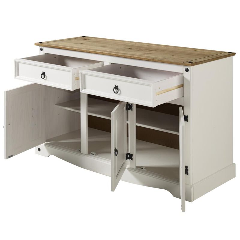 OS Home and Office Furniture Model COW916 Cottage Series Wood Buffet Sideboard in Corona Snow