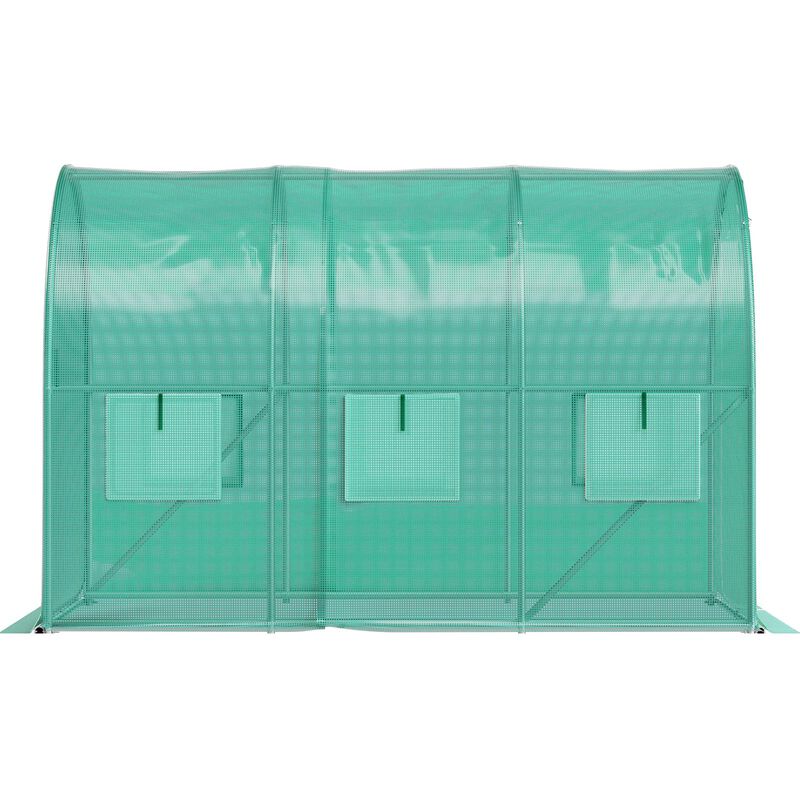 Portable Walk-In Tunnel Greenhouse with Steel Frame, Zippered Door & 6 Windows