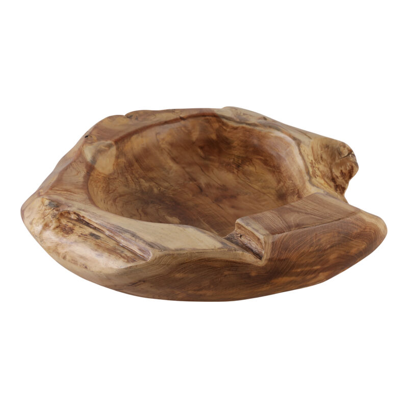 24x4" Teak Wood Low Bowl, Natural image number 2