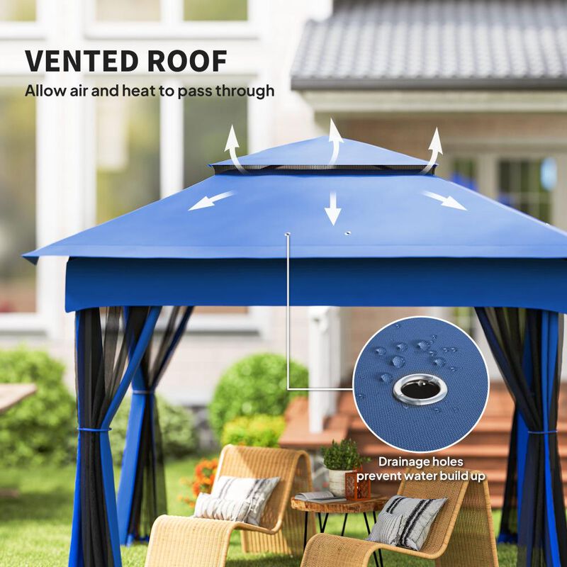 Hivvago 11' x 11' Pop Up Canopy Gazebo with Zipper Netting and Carry Bag image number 4