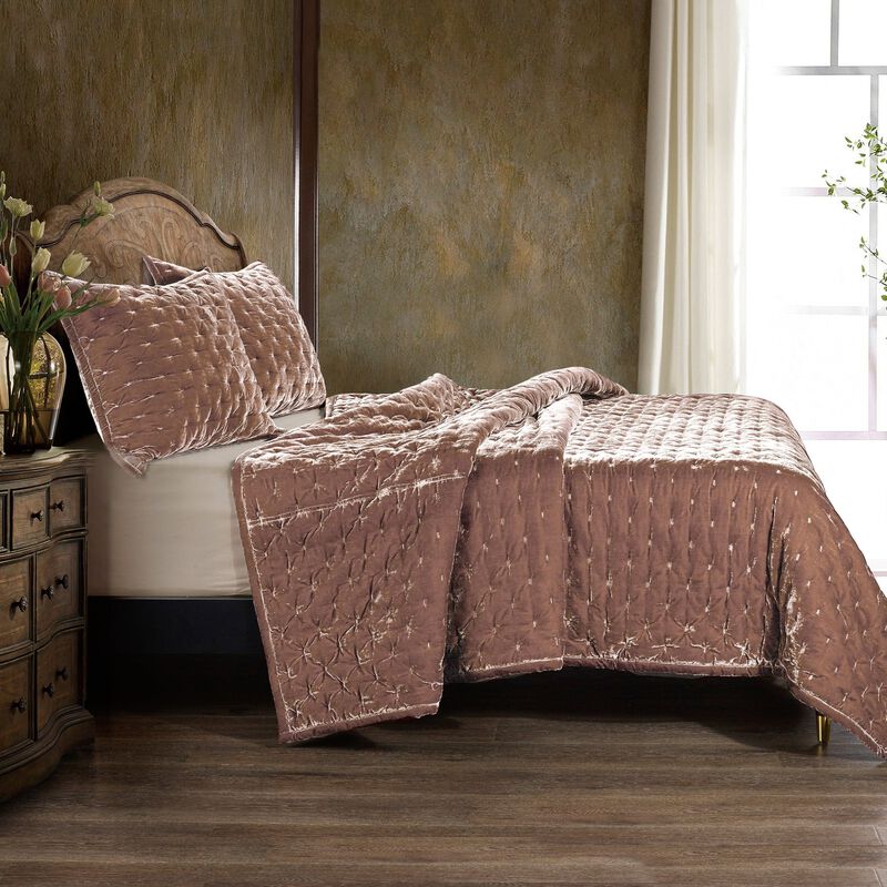 Stella Pintuck Rose Full/Queen Quilt Set image number 2