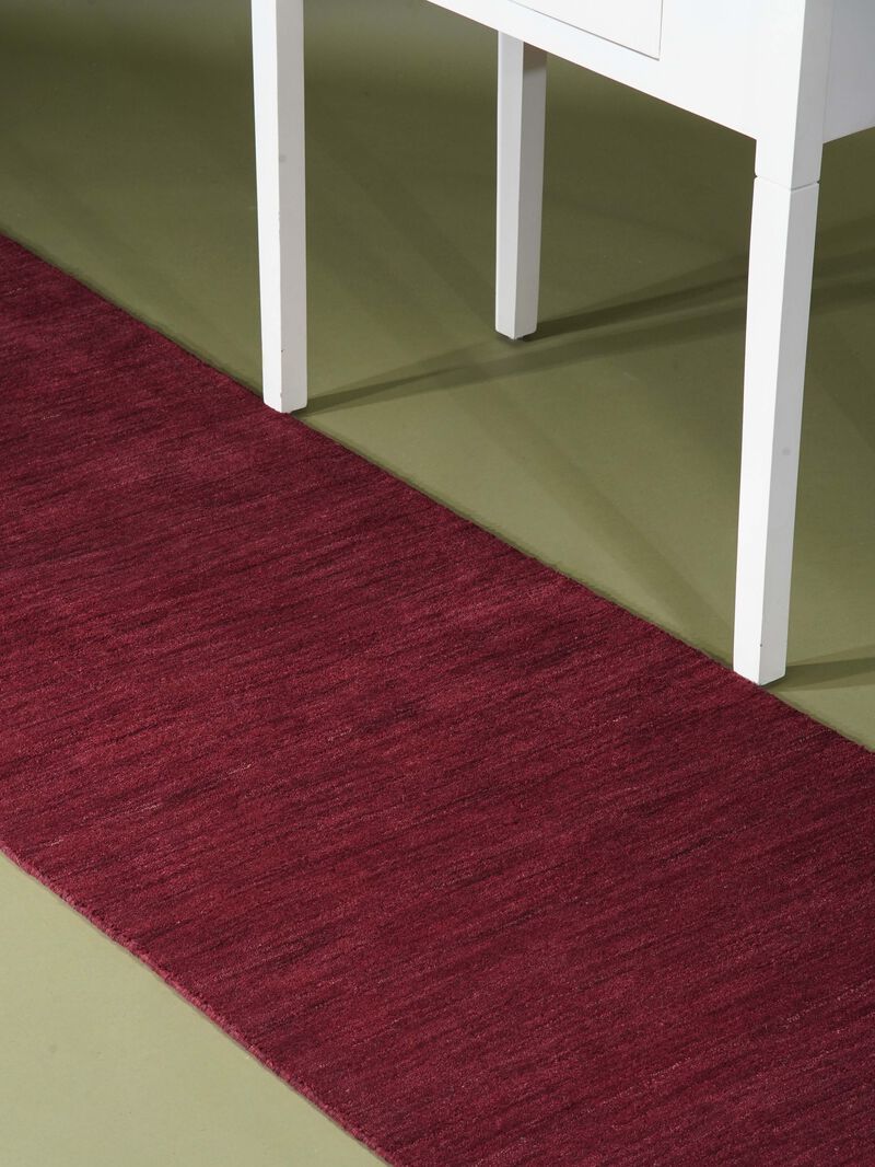 RUGSOTIC CARPETS HAND KNOTTED LOOM WOOL ECO-FRIENDLY AREA RUGS  - 2'6''x10', Runner, Dark Red Color, Solid Plain Design, High Pile Handmade Anti Skid Area Rugs for Living Room, Bed Room (L00111) image number 2