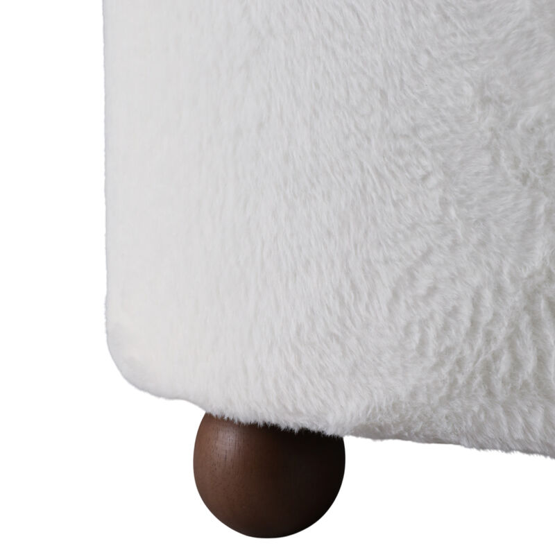 20" Faux Fur Ottoman image number 4