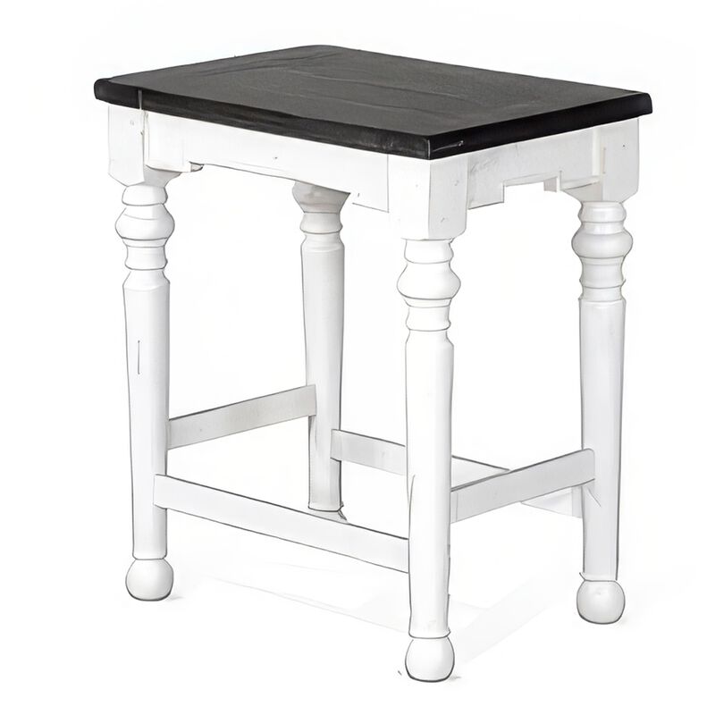 Orso Counter Height Stool Set of 2, White, Dark Brown Mahogany Wood - Benzara image number 1