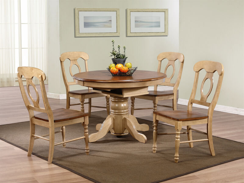 Brook Distressed Two Tone Light Creamy Wheat with Warm Pecan Brown Side Chair (Set of 2)