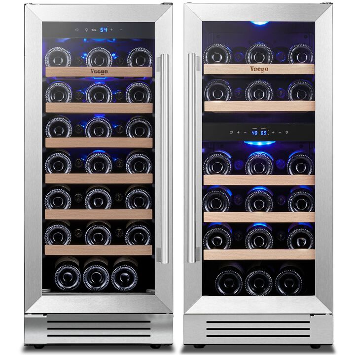 30 inch Wine Refrigerator cooler, Two 15'' Dual Zone Wine Cooler Fridge, Hold 61 Standard 750ml Wine Bottles Built-in