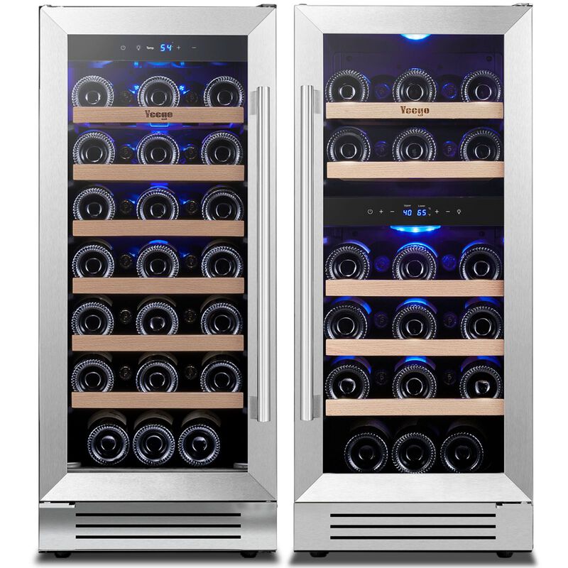 30 inch Wine Refrigerator cooler, Two 15'' Dual Zone Wine Cooler Fridge, Hold 61 Standard 750ml Wine Bottles Built-in image number 0