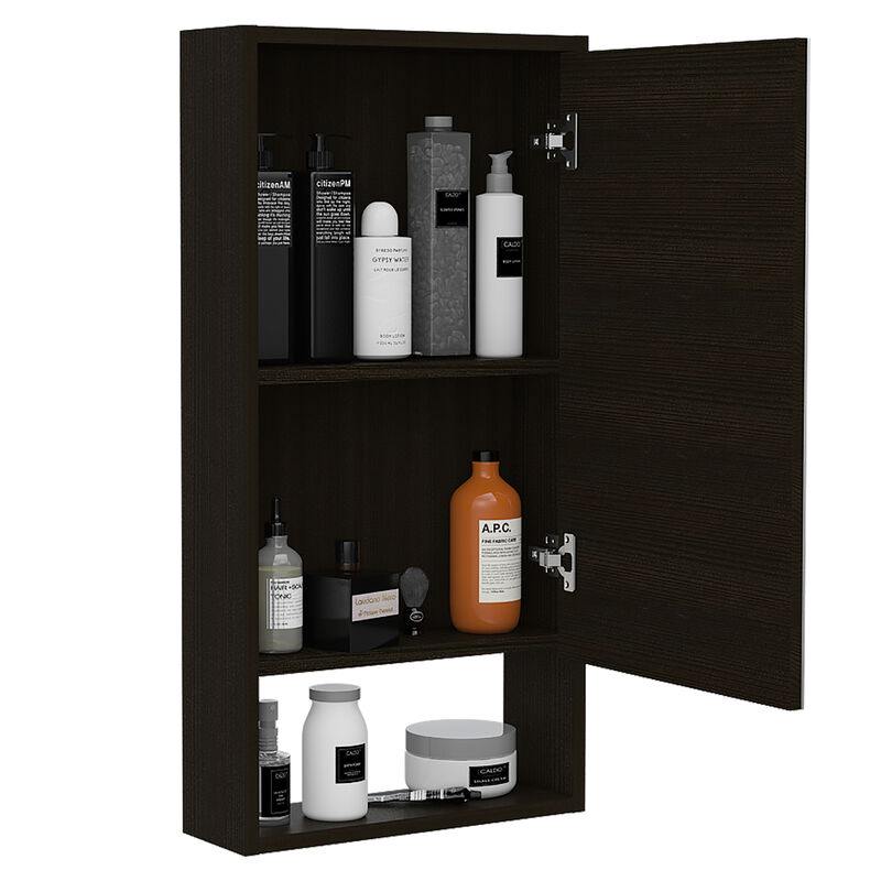 DEPOT E-SHOP Palermo Medicine Single Door Cabinet, Two Interior Shelves, One External Shelf, White