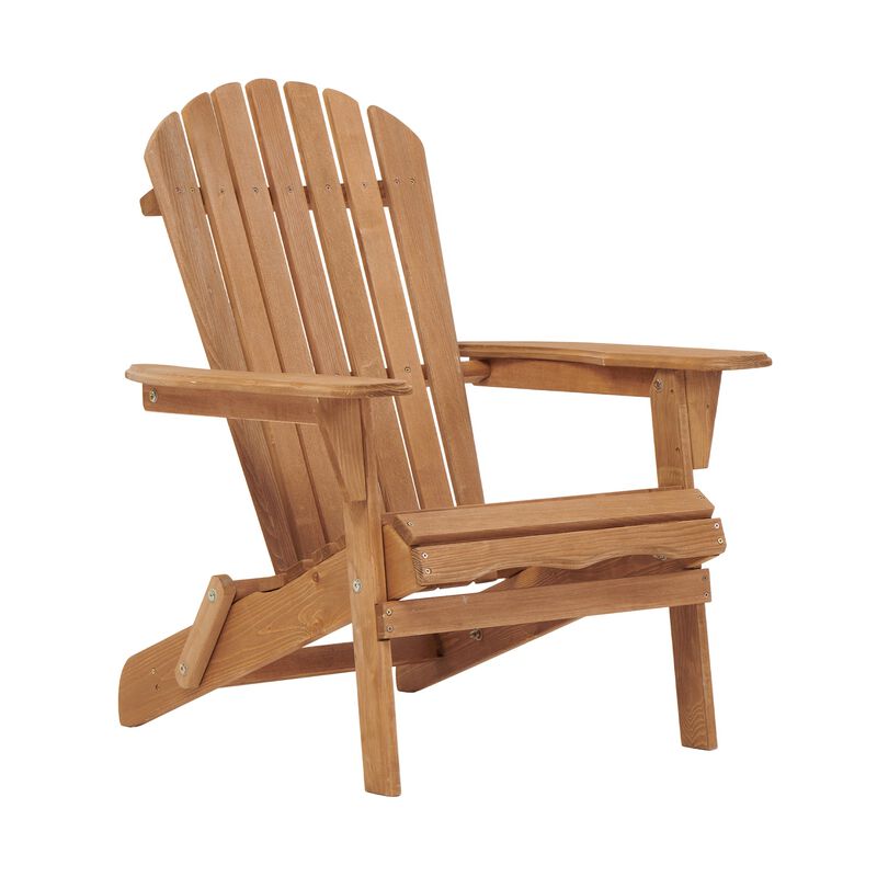 Outdoor Wooden Folding Adirondack Chair Set of 2 with BackRest, Wood Patio Chair for Garden Backyard image number 3