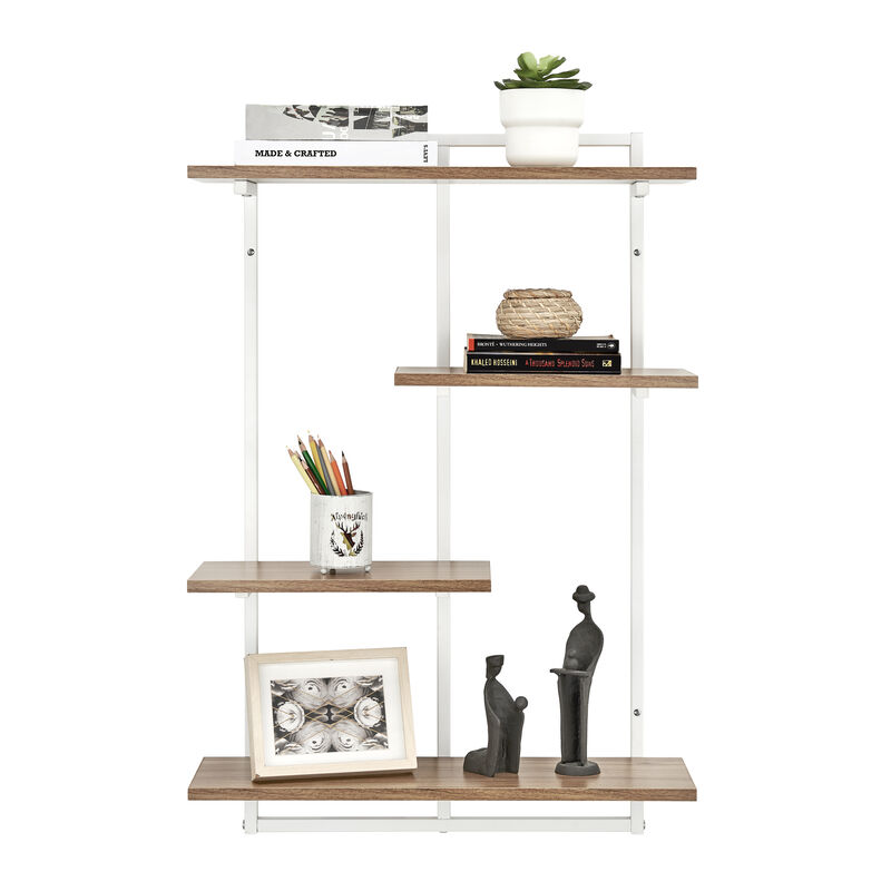 Rhodes 4 Tier Modern Floating Windowsill Wall Shelf Unit with Metal Frame