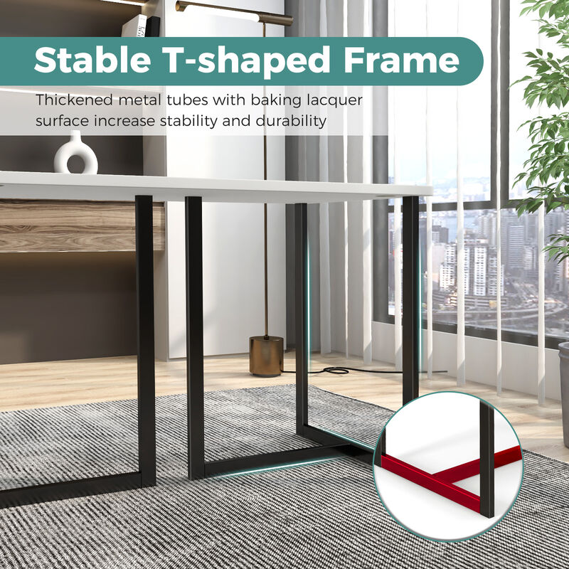 Modern Computer Desk and Writing Table with Sturdy Metal Frame for Home Office