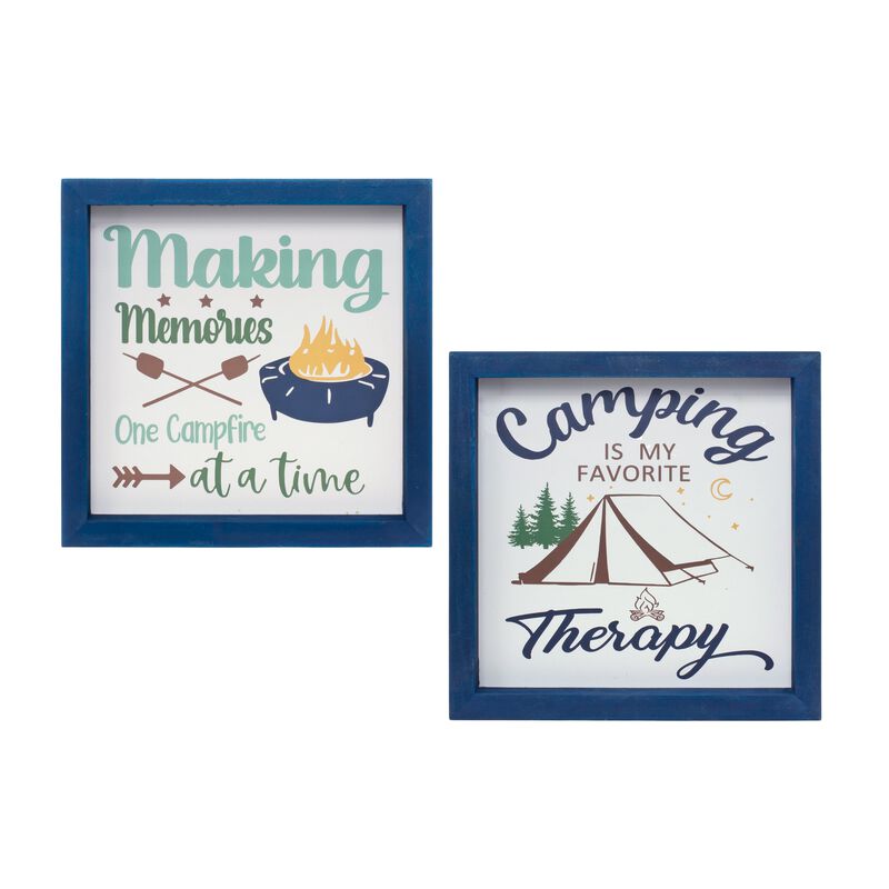 Camping Sign Decorative Outdoor or Indoor Wall Decor (Set of 4)