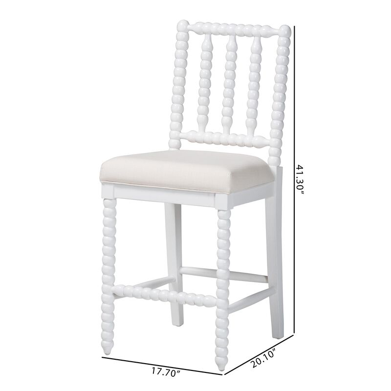 bali & pari Deya Bobbin Counter Stool - Sculptural Wood Kitchen Seating with Upholstered Seat and Spindle Back image number 8