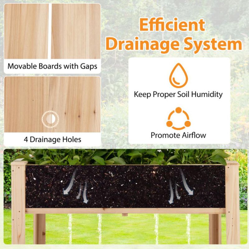 Hivvago Raised Garden Bed with Trellis Wooden Elevated Planter Box with Legs