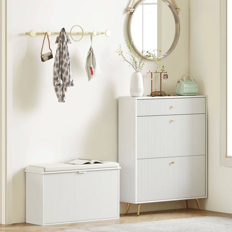 Hivvago Shoe Cabinet Bench with Cushion and Storage Drawer image number 7