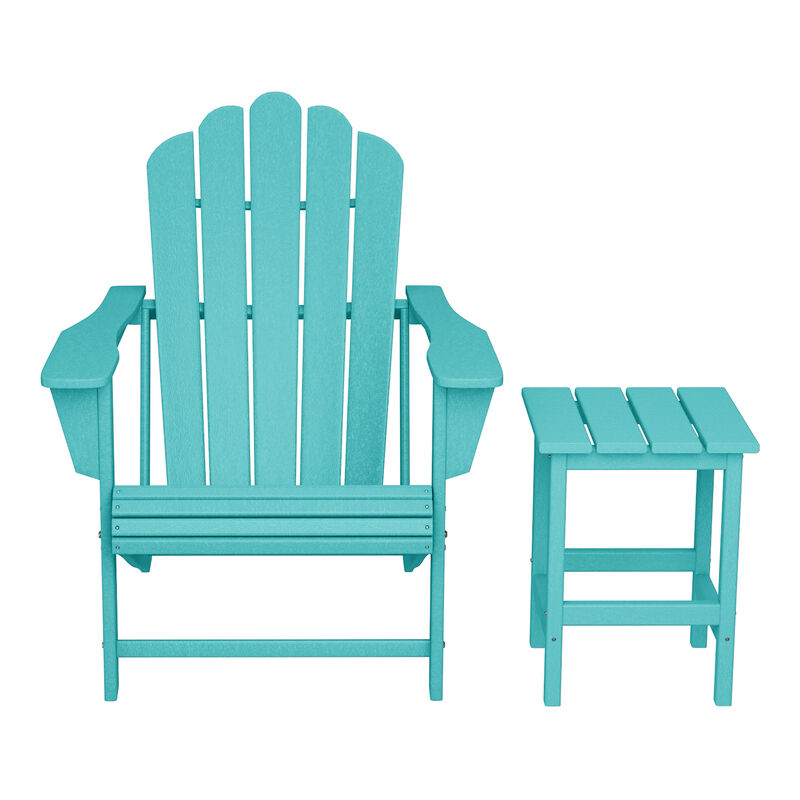 WestinTrends Outdoor Patio HDPE Adirondack Chair With Cup Holder and Table Set