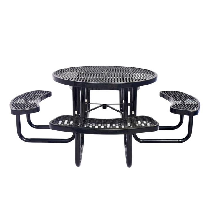 Hivvago Heavy Duty Steel Metal Round Picnic Table w/ 4 Benches Outdoor Patio Dining Set