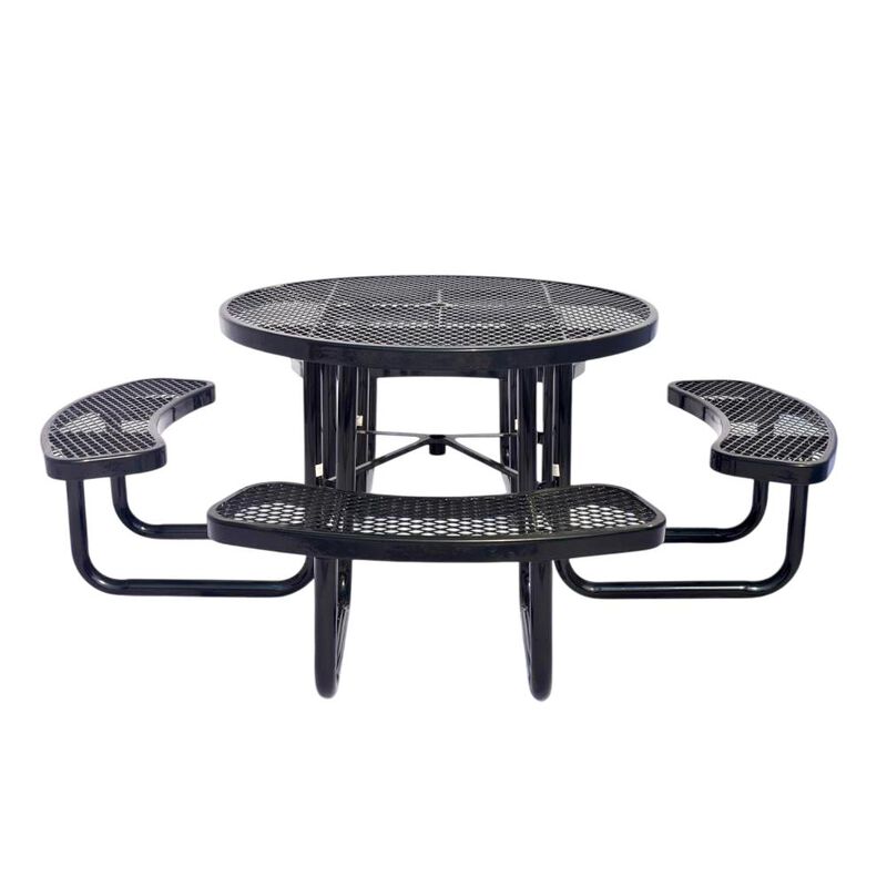 Hivvago Heavy Duty Steel Metal Round Picnic Table w/ 4 Benches Outdoor Patio Dining Set
