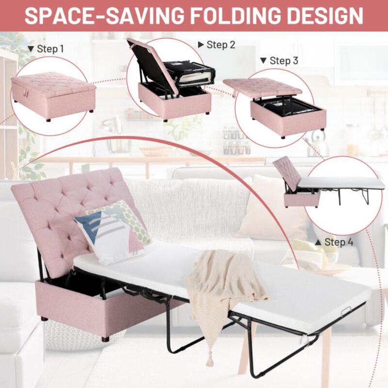 Hivvago Folding Ottoman Sleeper Bed with Mattress for Guest Bed and Office Nap