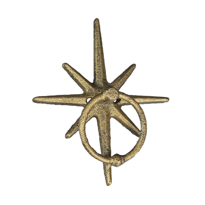 Gold Cast Iron Decorative Starburst Door Knocker Rustic Celestial Home Decor