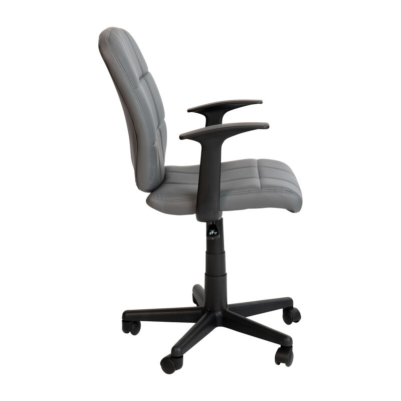 Clayton Mid-Back Quilted Vinyl Swivel Task Office Chair with Arms image number 7