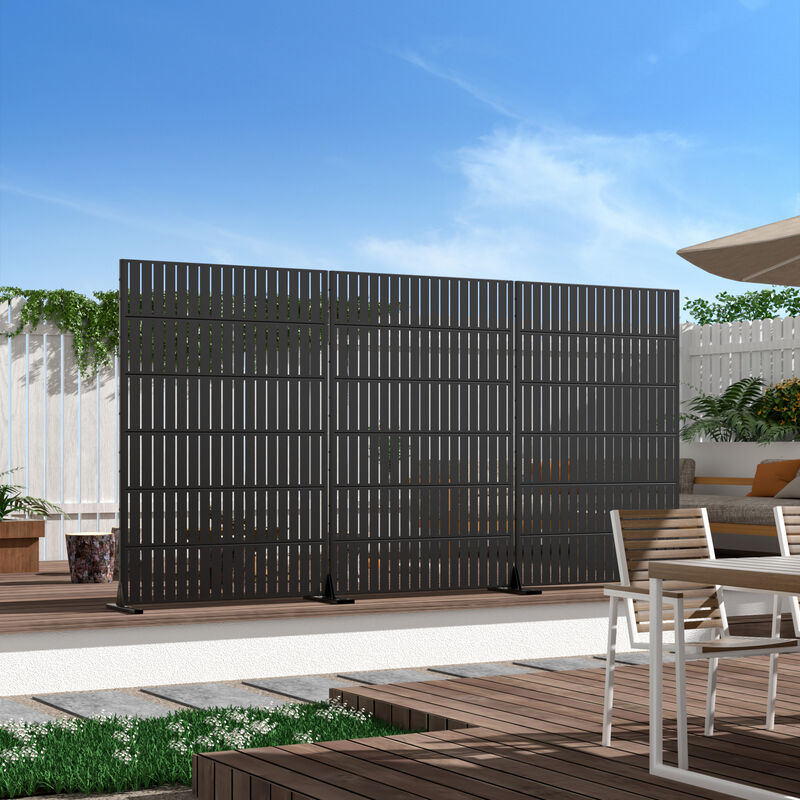 Arched Metal Outdoor Privacy Screen, Freestanding Outdoor Divider Decorative Privacy Fence