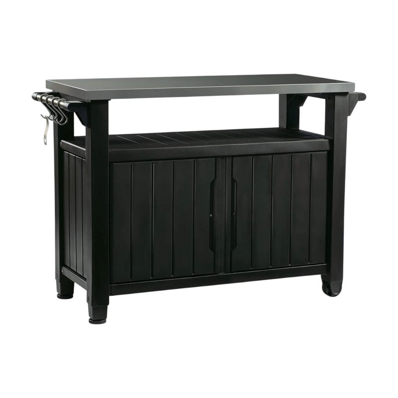 Outdoor Bar Serving Cart with Wheels and Storage &ndash; Ideal for Backyard Parties