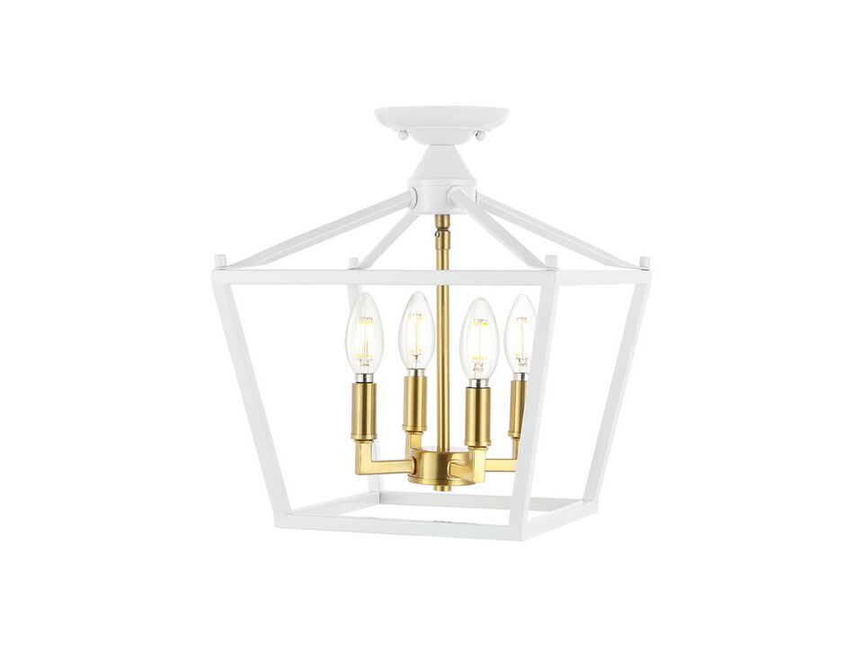 Plains 4-Light Iron Modern Farmhouse Pagoda LED Semi Flush Mount Lantern