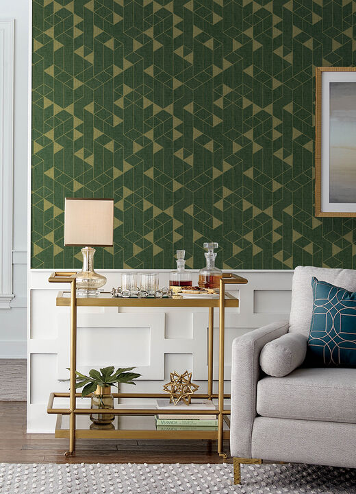 Fairbank Evergreen Linen Geometric Wallpaper