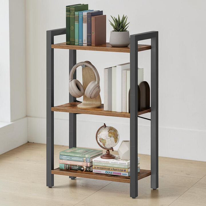 3 Tier Bookshelf Steel Frame Tall Shelf Organizer Rack