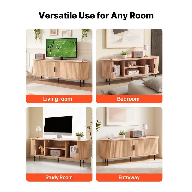TV Stand for TVs up to 58 Inch with Adjustable Shelves and Sliding Door image number 4