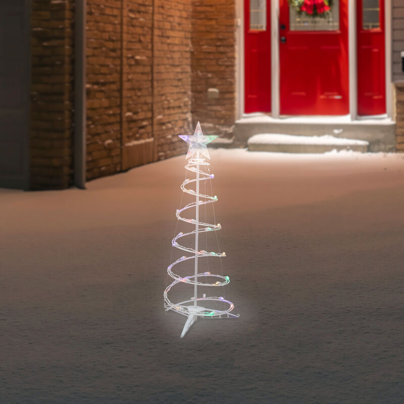 3ft LED Lighted Spiral Cone Tree Outdoor Christmas Decoration  Multi Lights image number 2