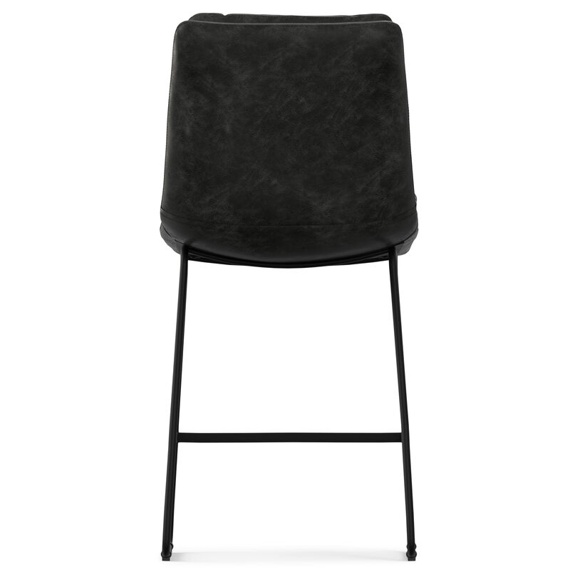 Danika Mid-Century Modern Counter Height stool (Set of 2) in Distressed Charcoal Grey Vegan Faux Leather