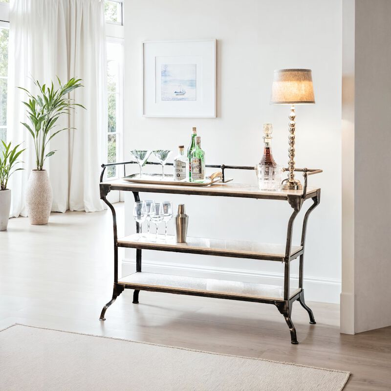World Interiors Calloway 50" Console Table with White Marble and Black Metal Base image number 5
