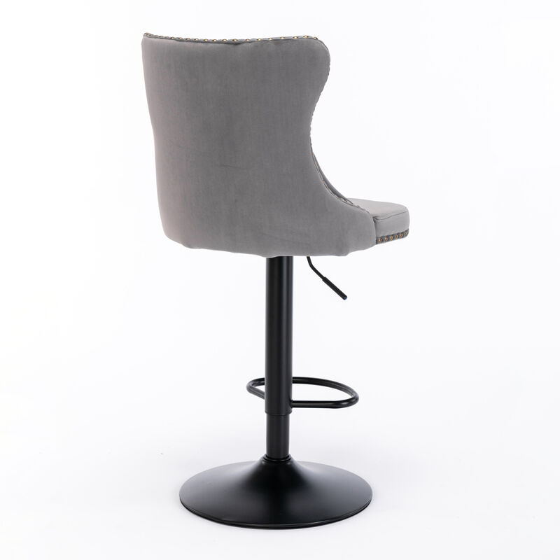 Streamdale Adjustable Swivel Velvet Bar Stools, Set of 2 image number 7