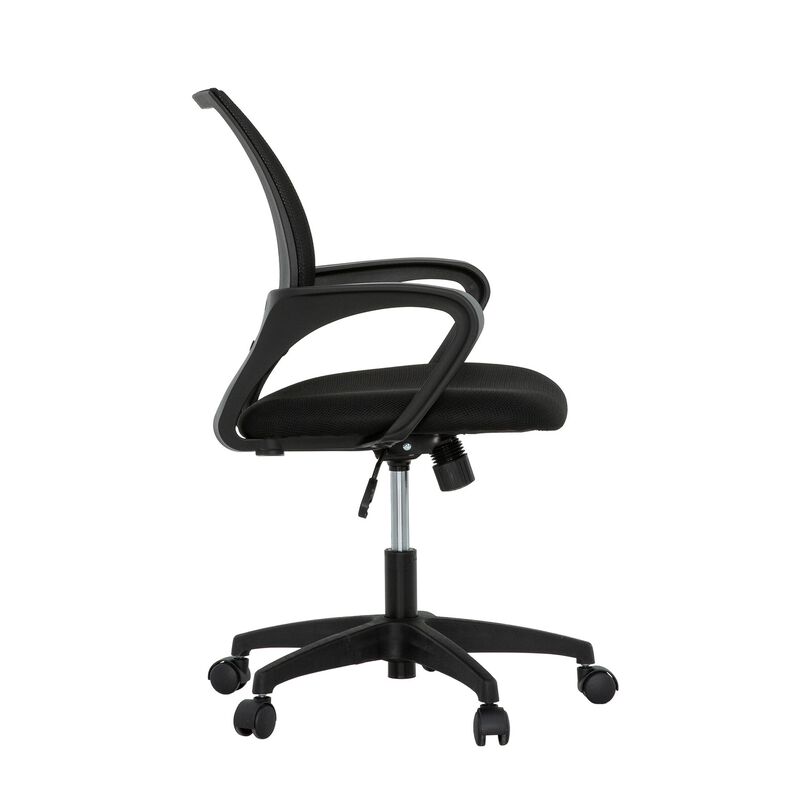 Sely Rolling Office Chair, 35 Inch Adjustable Height and Black Mesh - Benzara